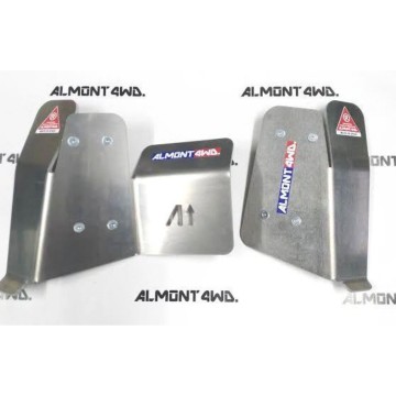 Protectores Amortiguadores traseros con bloq. dif. Duraluminio 8mm ALMONT4WD para Toyota serie HDJ 80 24 valvulas KIT 2 Unidades